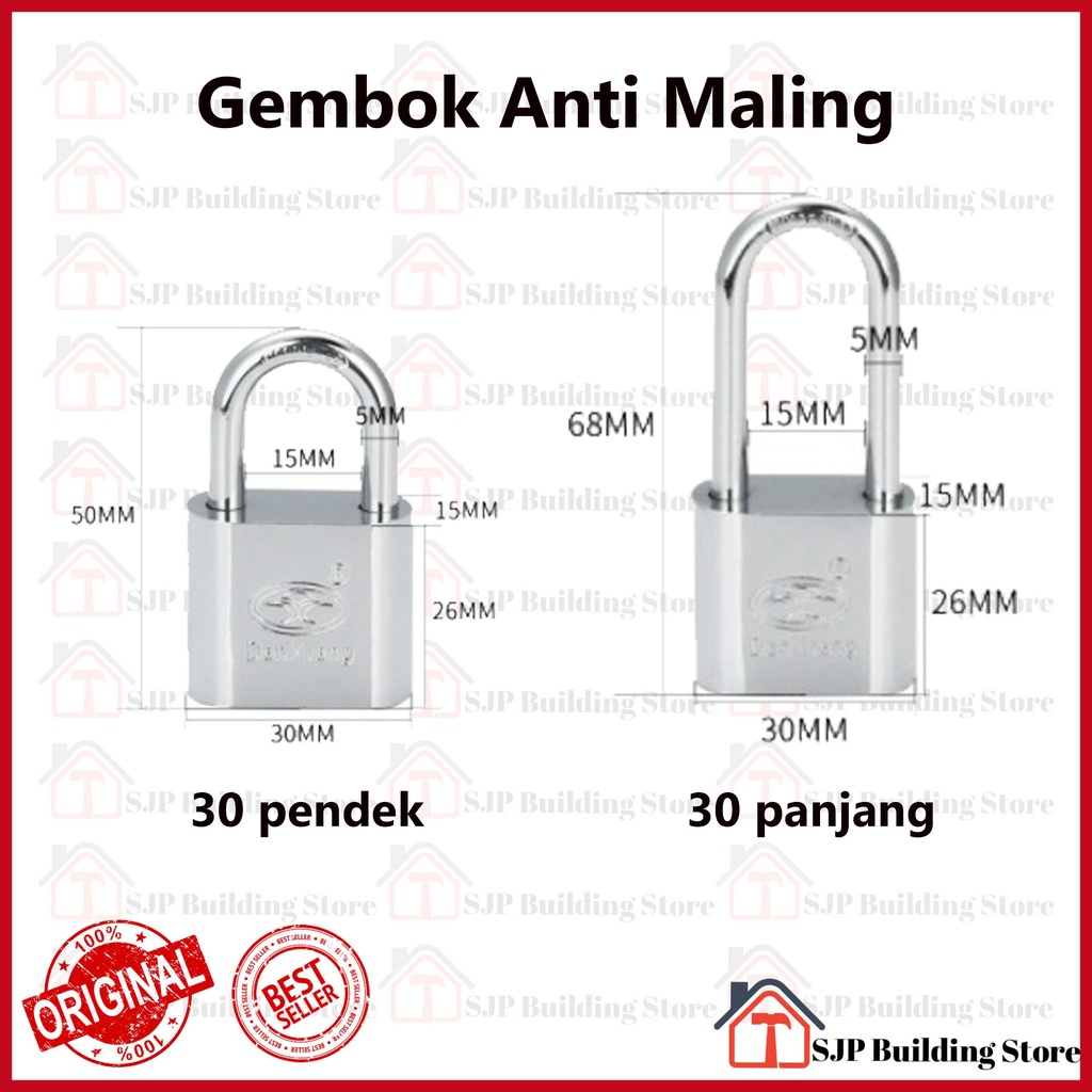 Gembok Stainless Steel Silver 30MM - Gembok Rumah, Gudang, Kantor, Koper Dll Gembok anti Maling