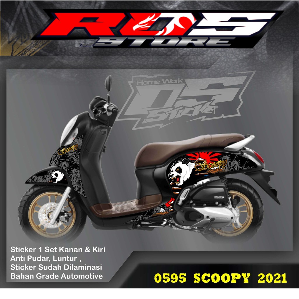 0595 Stiker Scoopy 2021 List Variasi Striping Semi Full Sticker Panda