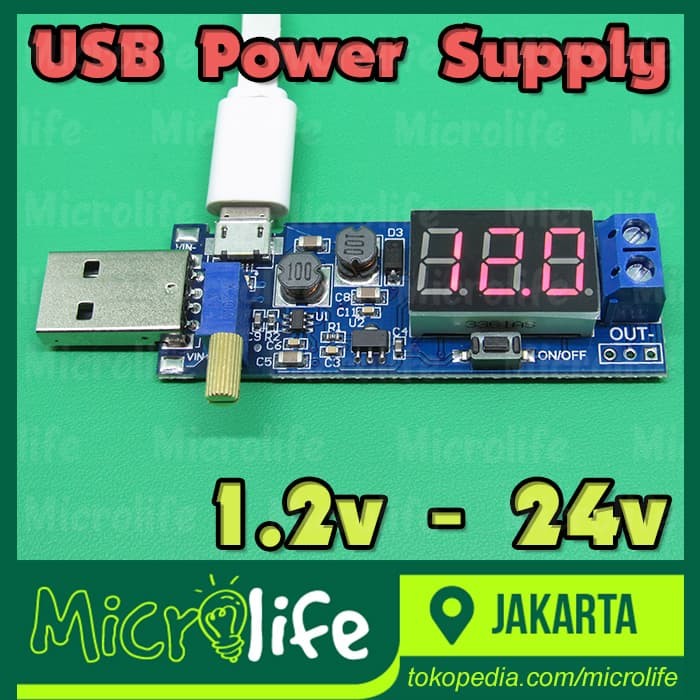 USB Power Supply 1.2v - 24v Adjustable Display Module Micro USB