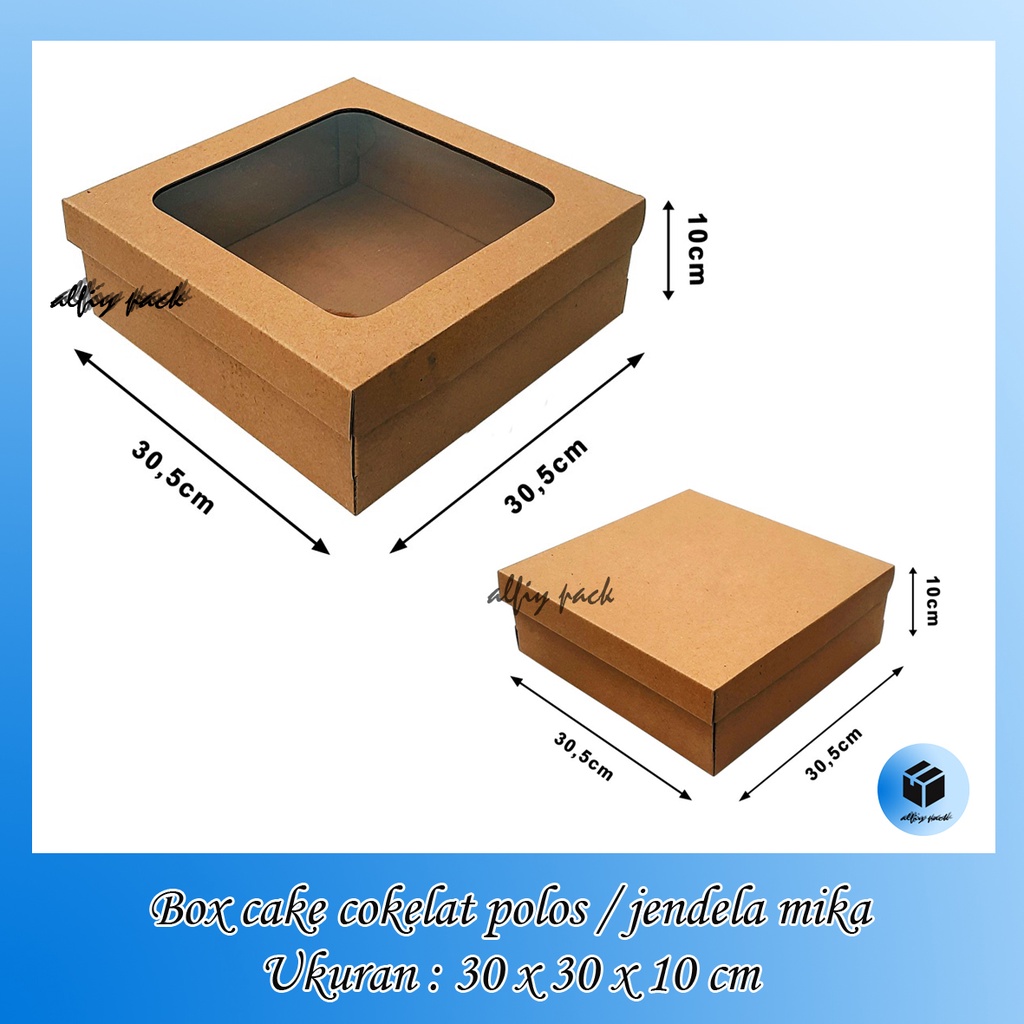 

1pack isi 10pcs BOX CAKE TART COKELAT POLOS / JENDELA MIKA UKURAN 30x30x10 CM KOTAK KARTON PACKAGING HAMPERS DUS BOLU TART SOUVENIR BOKS / GIFTBOX