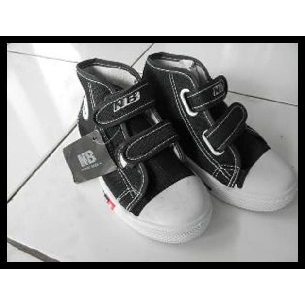 TERPERCAYA Sepatu Anak Sekolah TK SD SMP NB Warna Hitam Boot Velcro Murah Ori