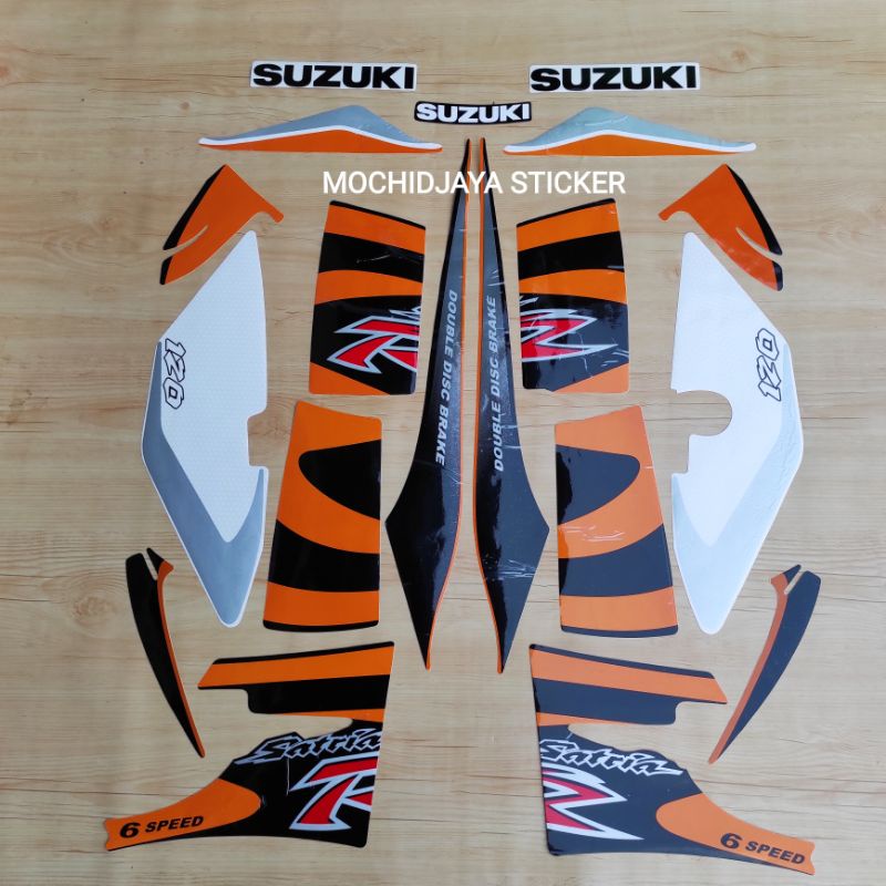 STRIPING MOTOR SATRIA R 120 LUMBA 2002 HITAM OREN ORANGE TERLARIS TERBAIK