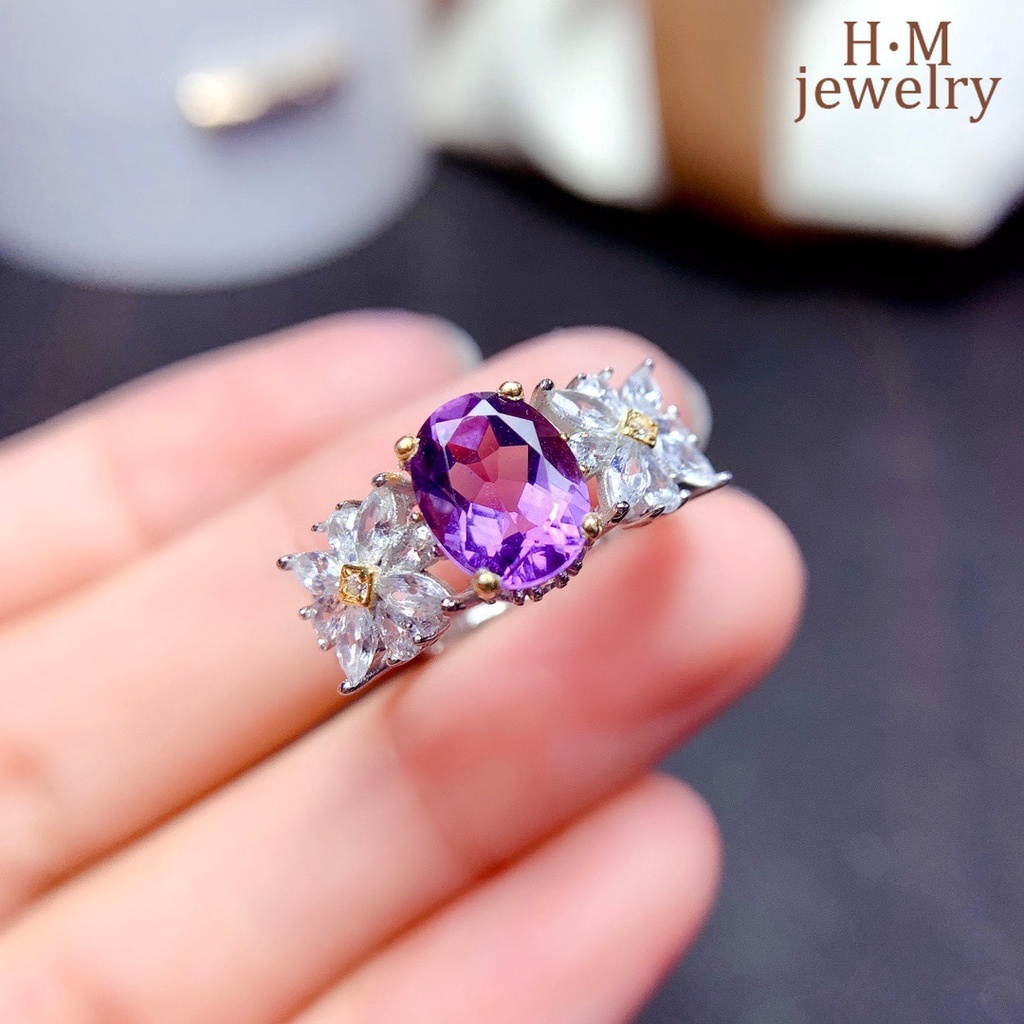 Cincin Desain Daisy Amethyst Natural