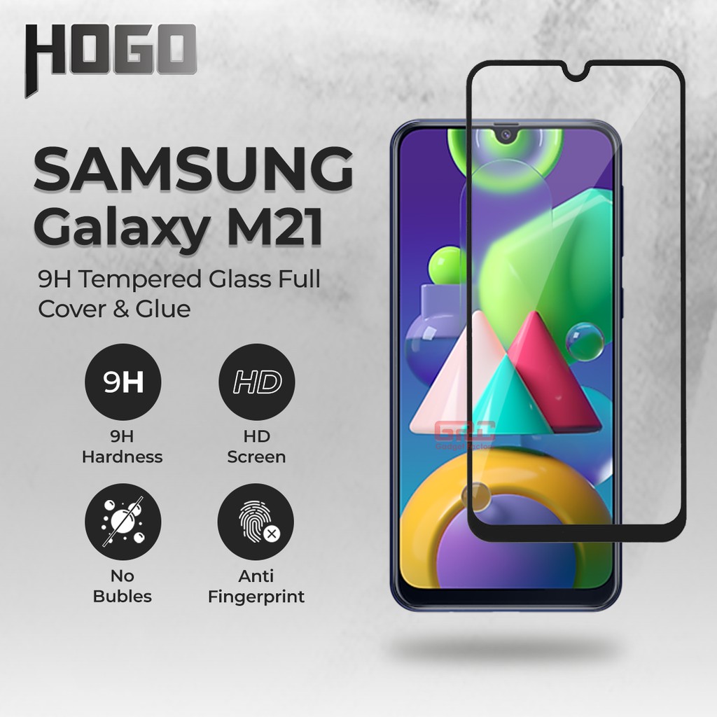 Tempered Glass SAMSUNG Galaxy M21 HOGO Full Cover Anti Gores Kaca