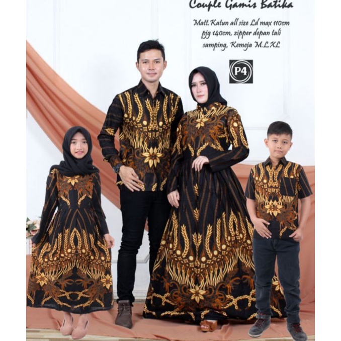 Batik Couple Keluarga Sania Ruffle Ori Ndoro Jowi Dnt Motif Pari Mataram