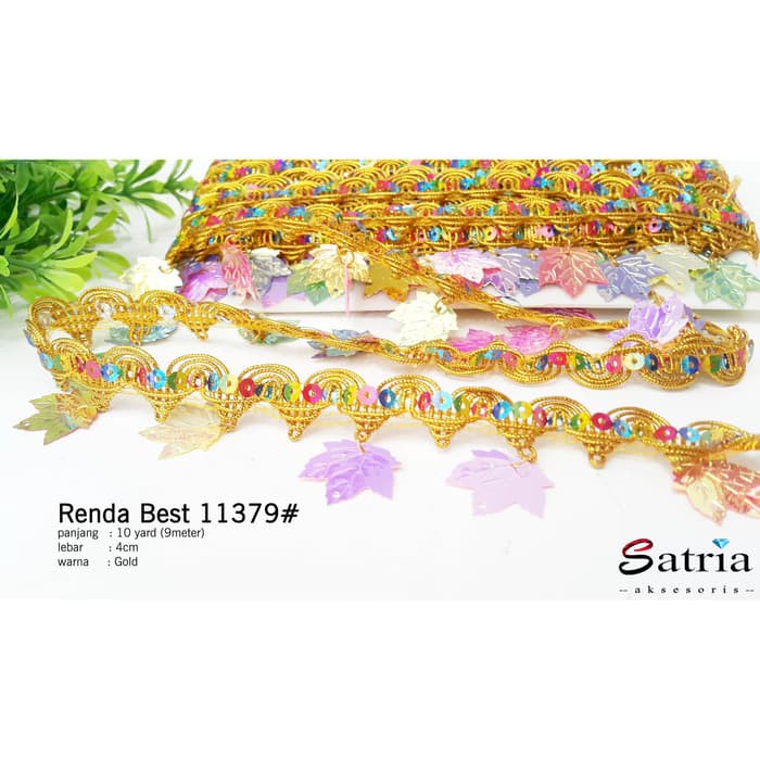 Renda Lace Bahan Renda Emas Fashion Baju Jilbab Renda 11379#