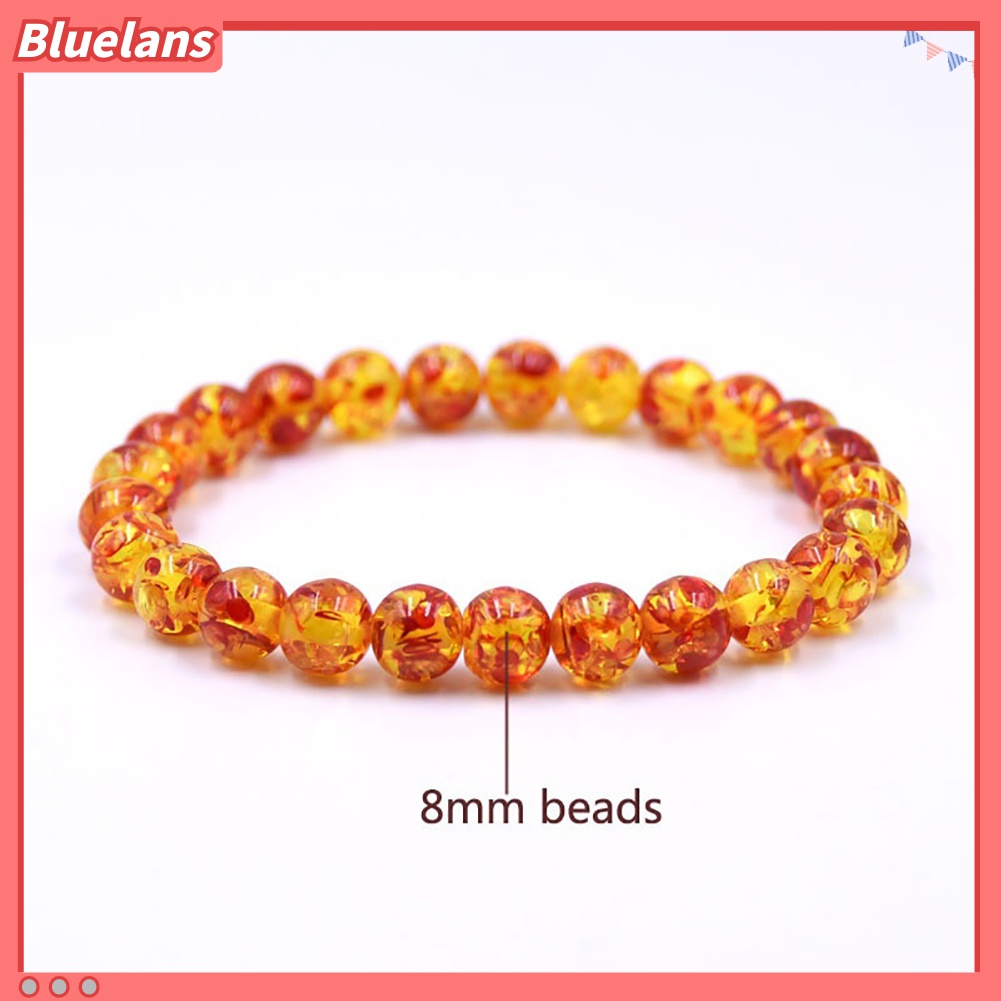 Gelang Manik-Manik Batu Amber Buatan Ukuran 8mm / 10mm Untuk Pria Dan Wanita