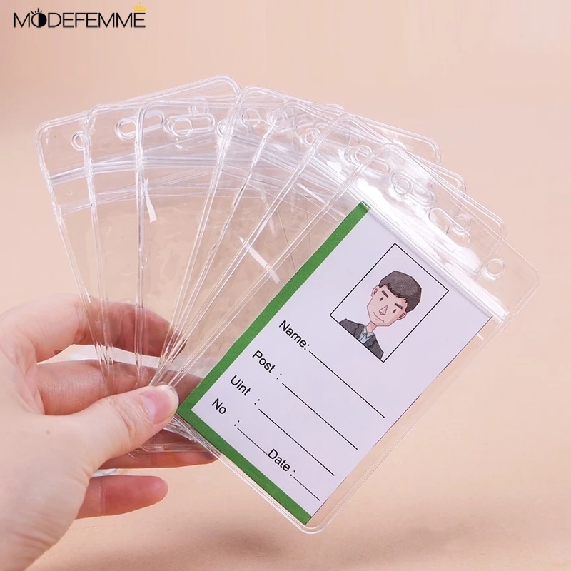 1 / 5Pcs Holder Kartu ID / Kredit Bahan PVC Transparan Anti Air