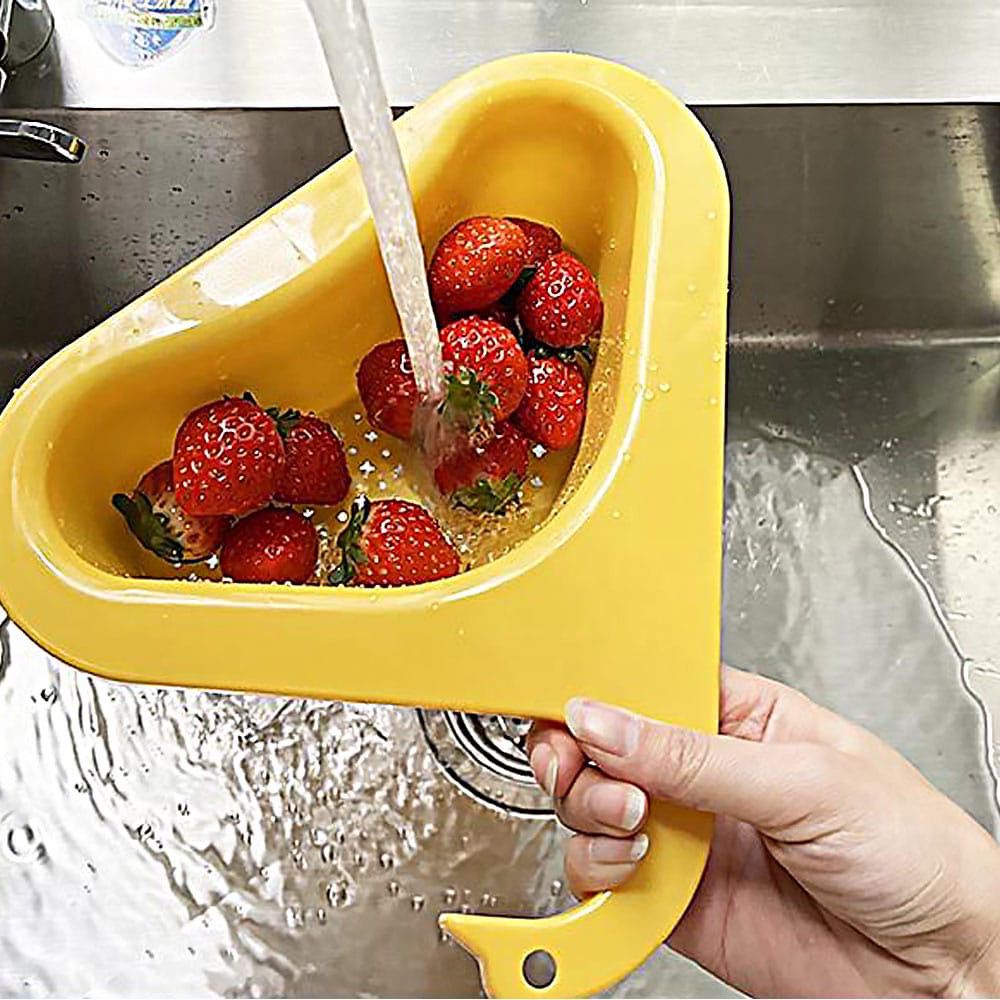 ￼Rak Tirisan Sudut Wastafel Segitiga Bentuk Angsa / Wadah Saringan Pembuangan Sisa Makanan / Tempat Penyimpanan Pengering Spons Sikat Buah Sayur / Gantungan Keran Washtafel Keranjang Swan Sink Drain Basket