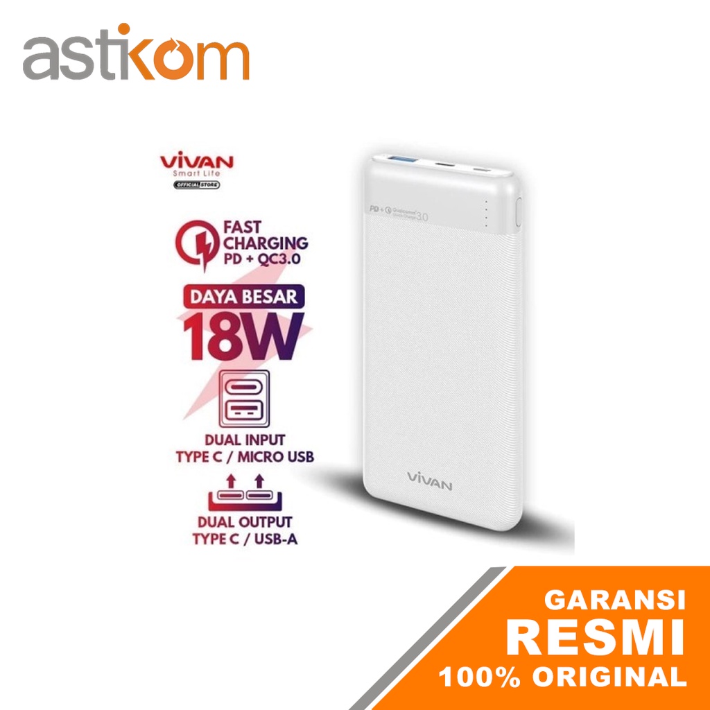 Power Bank Vivan VPB-M10 10000mAh Quick Charging Powerbank VPBM10