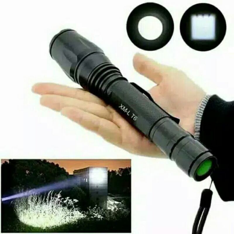 CENTER Senter Batre Senter Led Cree XM-L T6 12000 LM 2 Baterai / Police Swat 2 Batre + Cas batrai