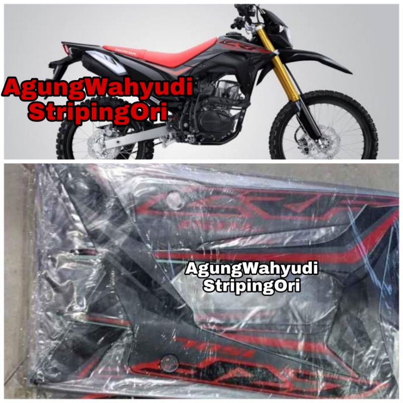 STIKER STRIPING LIS BODY MOTOR HONDA TRAIL CRF 150L HITAM MERAH ORIGINAL 2019 2020 2021 150 L