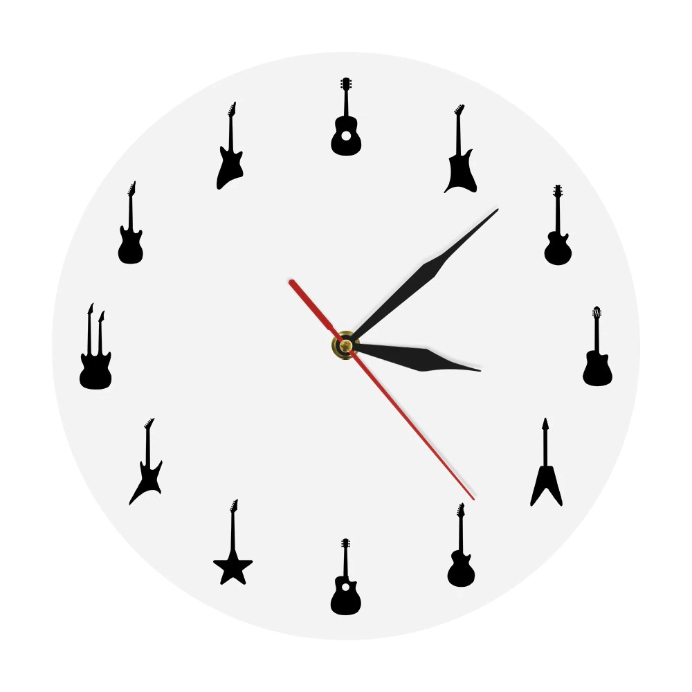 Free Ongkir Guitar Wall Clock Different Types Of Guitars Wall Decor Music Band Room Hanging Wall Shopee Indonesia