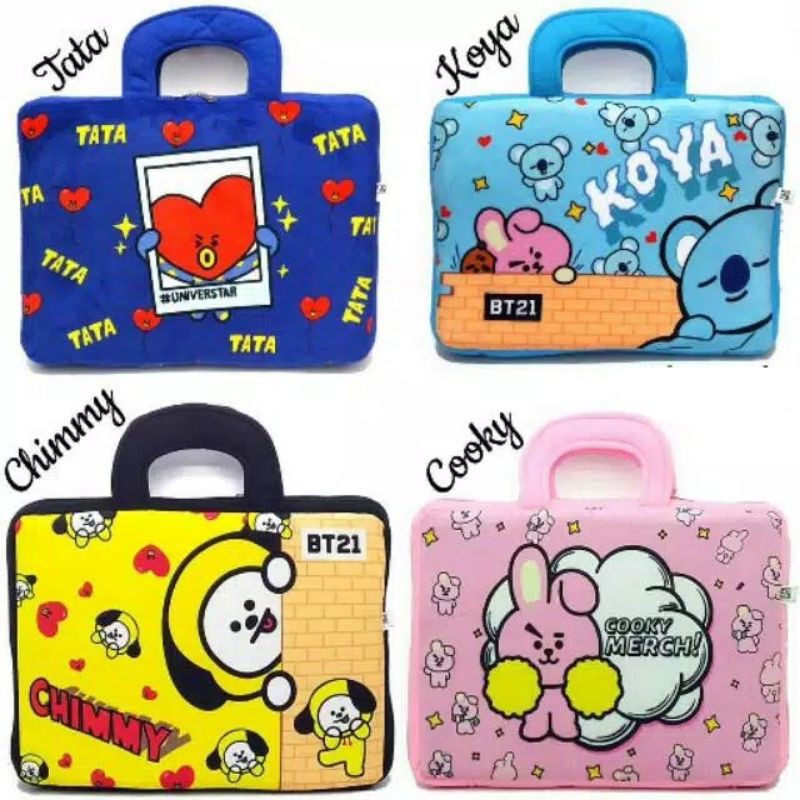 Tas laptop bulu notebook 12" inch BT21 Kpop