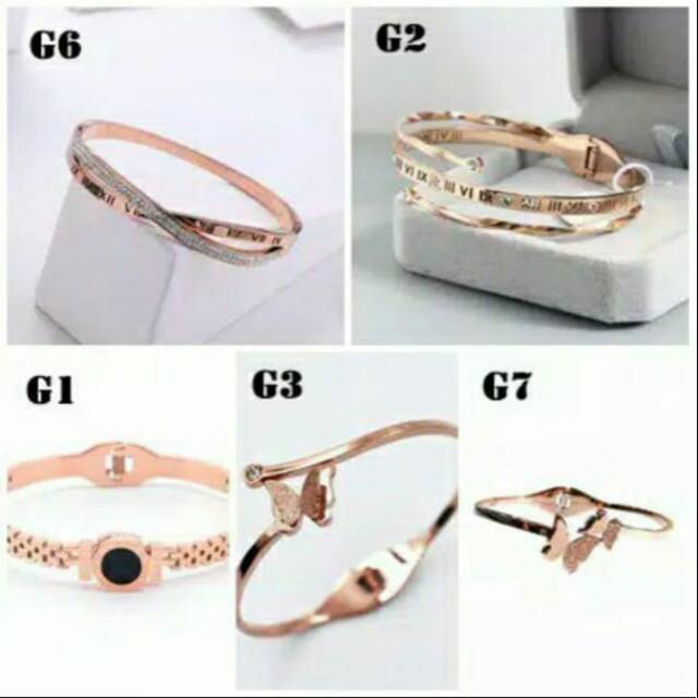 Gelang titanium rosegold  lapis emas 24k
