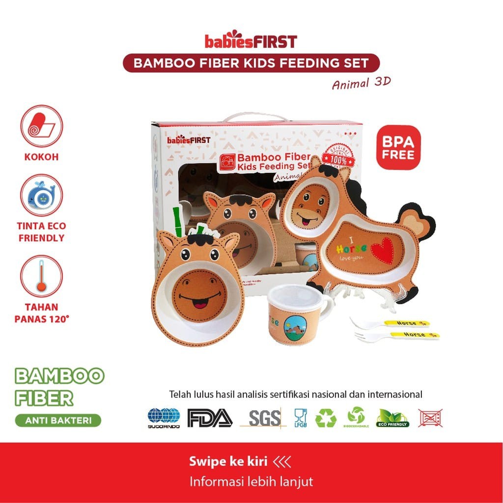 BabiesFirst Bamboo Feeding Set Animal 3D / Feeding Set Baby / Peralatan Makan Bayi Set Lucu