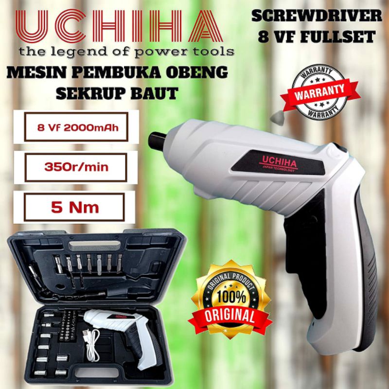 promo Mesin Bor Obeng Sekrup Baut Mini Cordless Screwdriver UCHIHA Electric Type 8vf