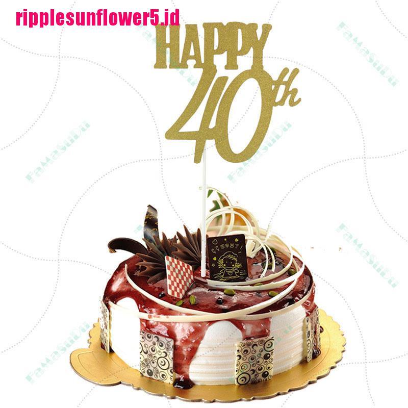 Topper Kue Desain happy Birthday 40th