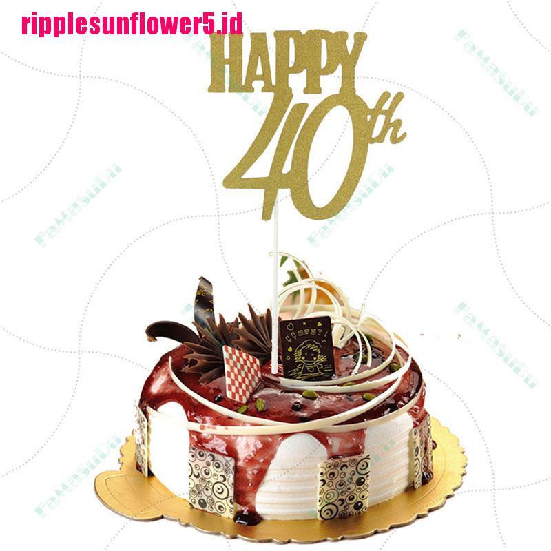 Topper Kue Desain happy Birthday 40th