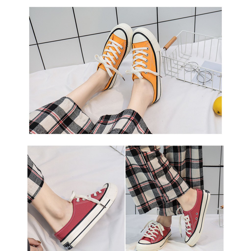 MOGYMOGY SHS002 Sepatu Sneakers Tali Tanpa Tutup Belakang Woman Fashion Shoes Sandal