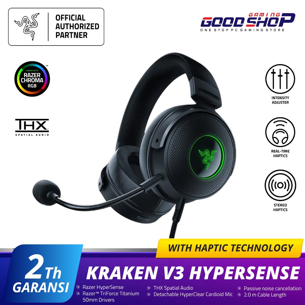 Razer Kraken V3 HyperSense Wired USB with Haptic Tech - Gaming Headset