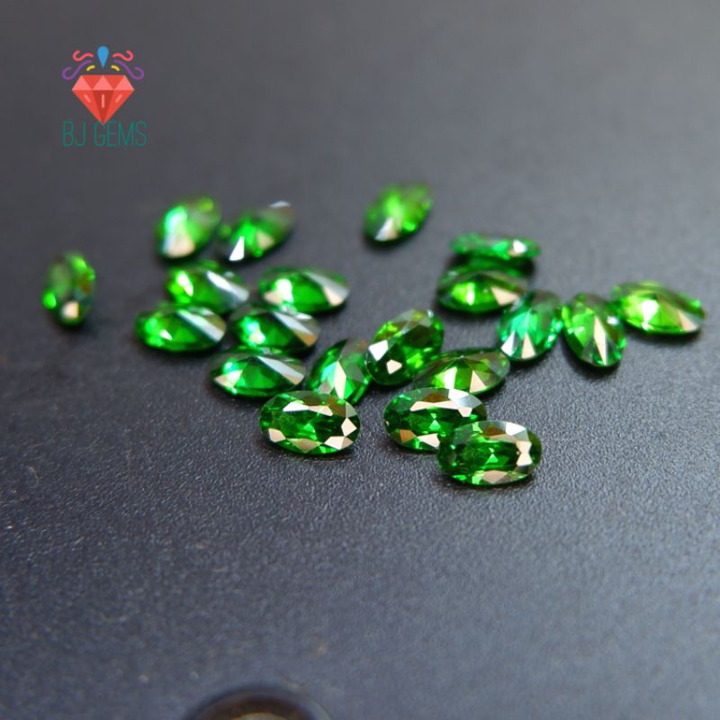 A3+ Green Cubic Zirconia - Nano Gems Permata Sirkon oval Cut