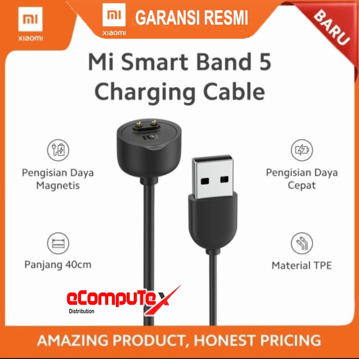 XIAOMI MI SMART BAND 5 CHARGING CABLE PENGISIAN DAYA CEPAT ORIGINAL GARANSI RESMI