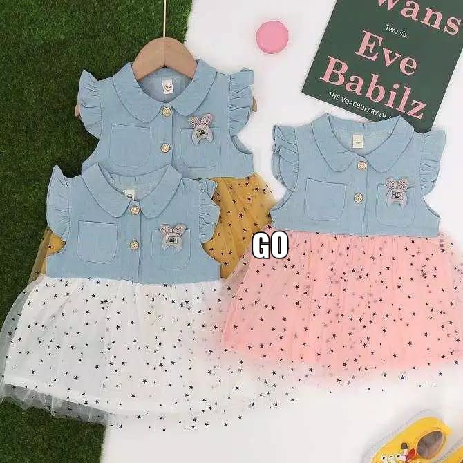 gos DRESS DENIM STARS 212 EBV Baju Dress Anak Perempuan Import Model Gaun