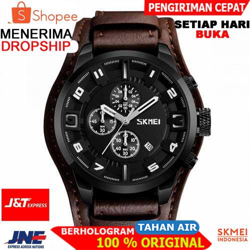 ORIGINAL SKMEI Jam Tangan Analog Pria - 9165 [Coklat Hitam]