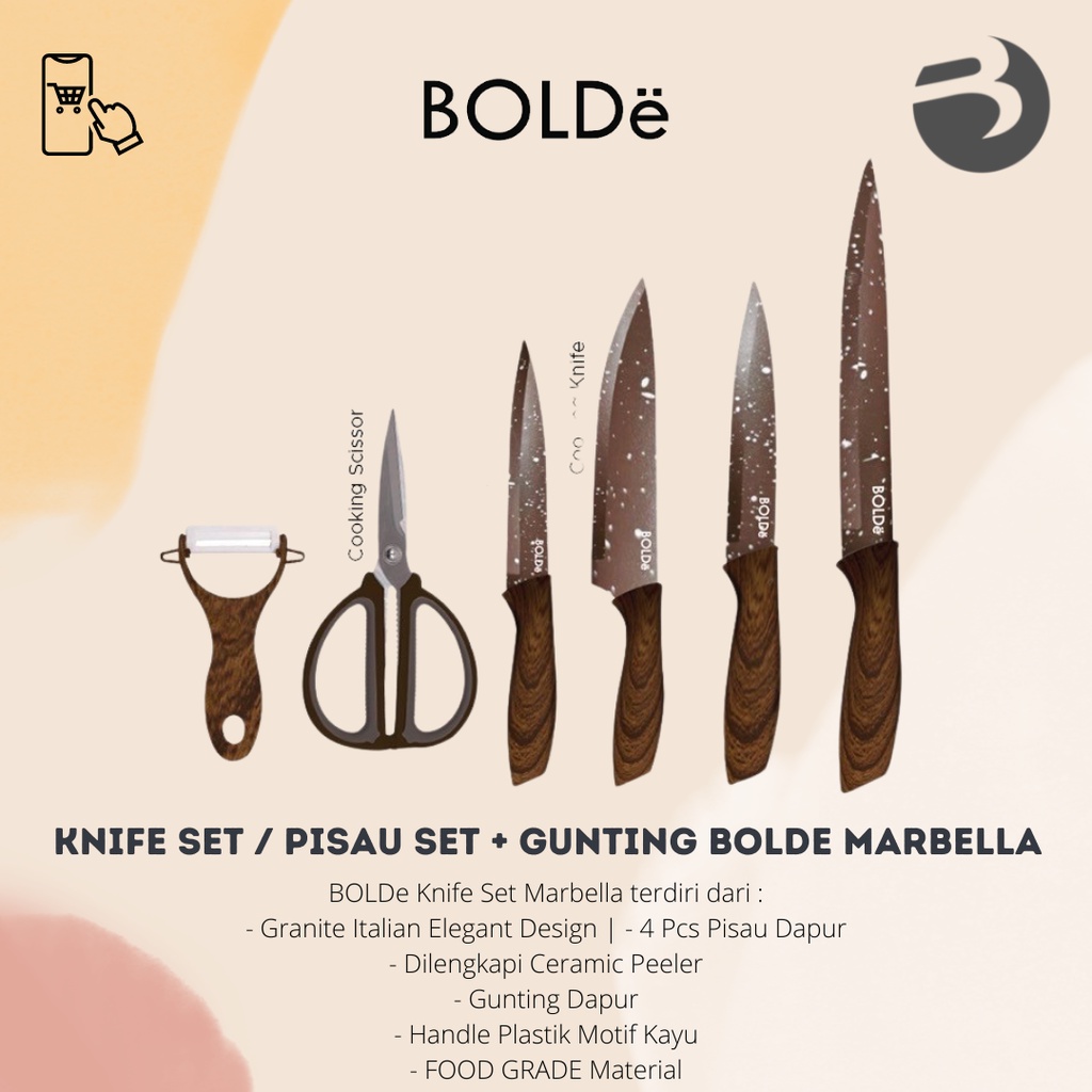 Knife Set / Pisau Set + Gunting BOLDe Marbella Series