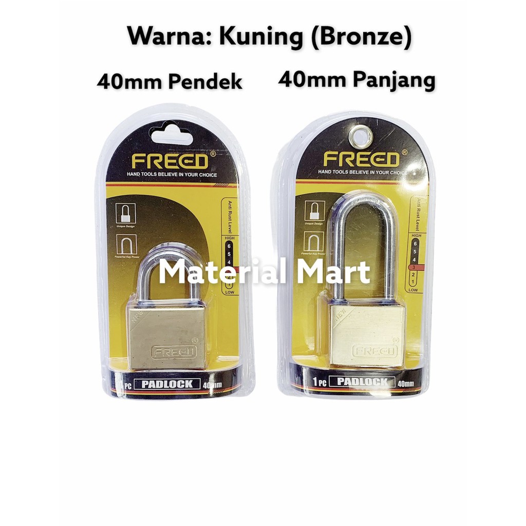 Gembok 40mm Pendek | Gembok Pintu Rumah Pagar 40 mm Panjang Besi | Material Mart