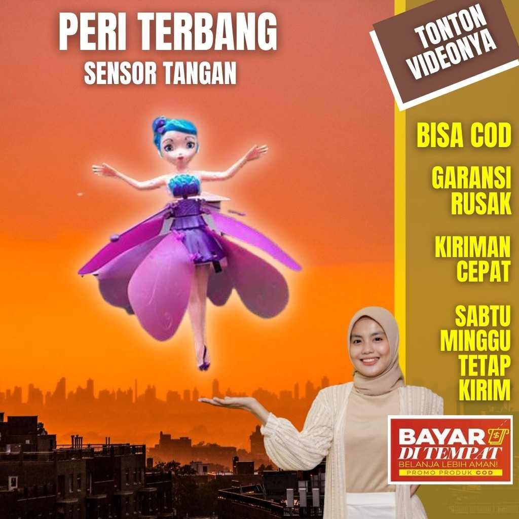 AS20 [BISA COD] Mainan Peri Barbie Berbi Berby Terbang Sensor Tangan Flying Fairy Princess mainan an