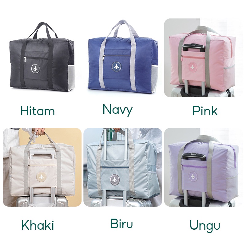 TAS TRAVEL BESAR LIPAT HAND CARRY ANTI AIR TRAVEL FOLD BAG WATERPROOF KOPER ORGANIZER 2 LAPISAN TEBAL