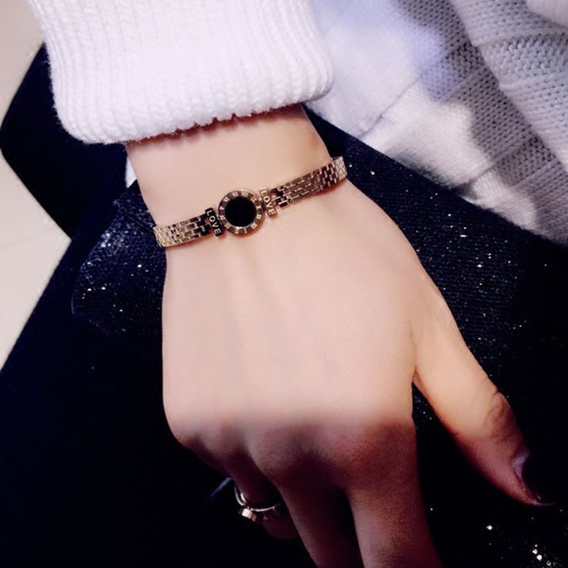 Gelang Butik Sederhana Gelang pastel Bulat Angka Romawi Untuk Pria Dan Wanita Tangan Perhiasan rose gold plated/sterling silver bracelet Untuk Wanita