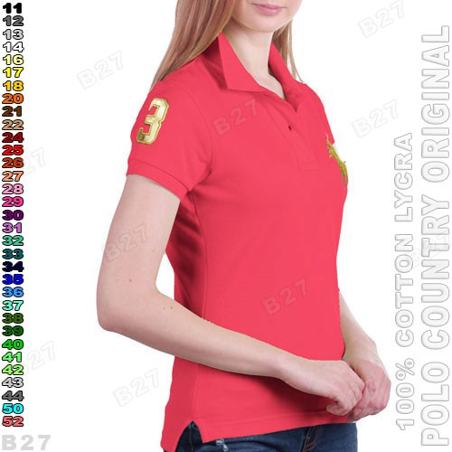  POLO  COUNTRY C3 52 Original Kaos  Polo  Shirt Wanita  Cotton 