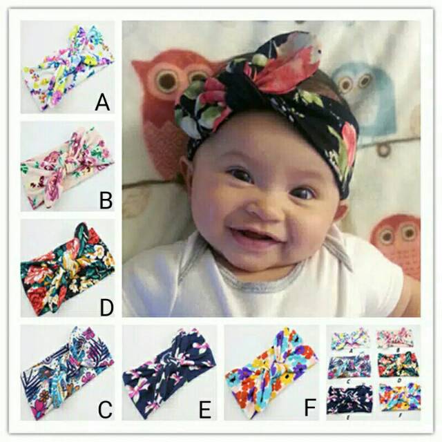 Bandana Simpul Pita Motif Bunga Bandana Anak Bayi Lucu Imut