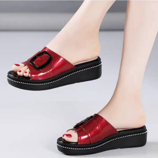 QZ - Talisa Sandal Wedges Spon Gesper Wanita JN 08