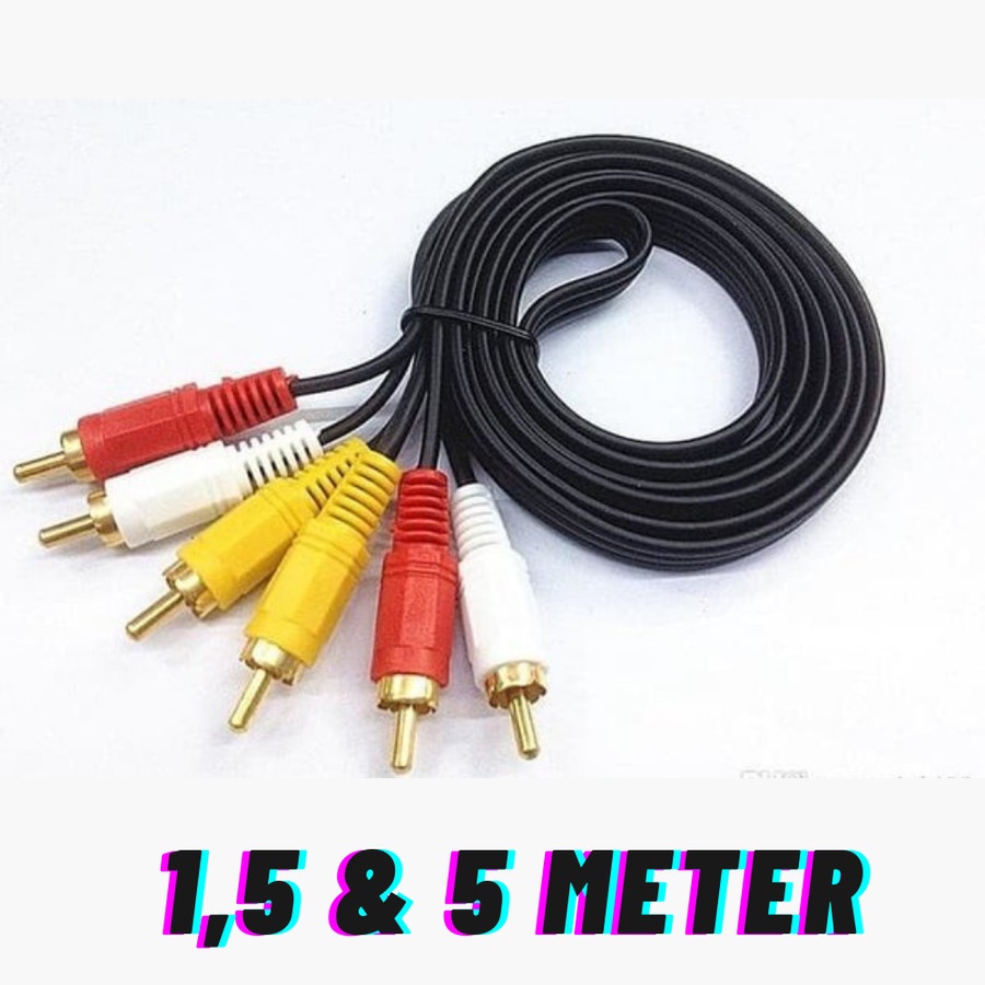 Kabel 3 RCA to 3 RCA 1.5 Meter &amp; 5 Meter /Kabel AV Video Laserdisc 3-3