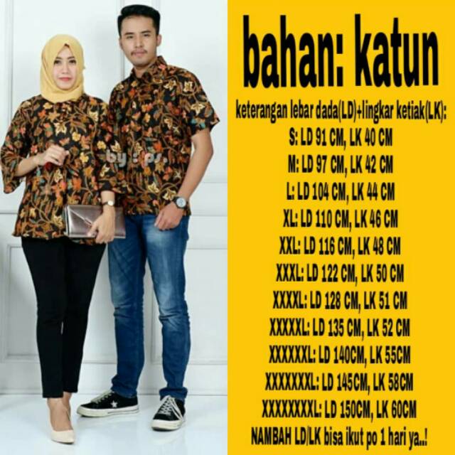 Couple blouse batik ld 100_180 cm atasan suami istri jumbo bigsize murah