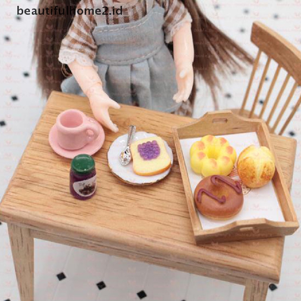 (Beautifulhome2) Buku Literatur Bahasa MandarinId 3pcs / set Mainan Miniatur Piring + Sendok Roti Skala 1: 12 Untuk Dekorasi Rumah Boneka