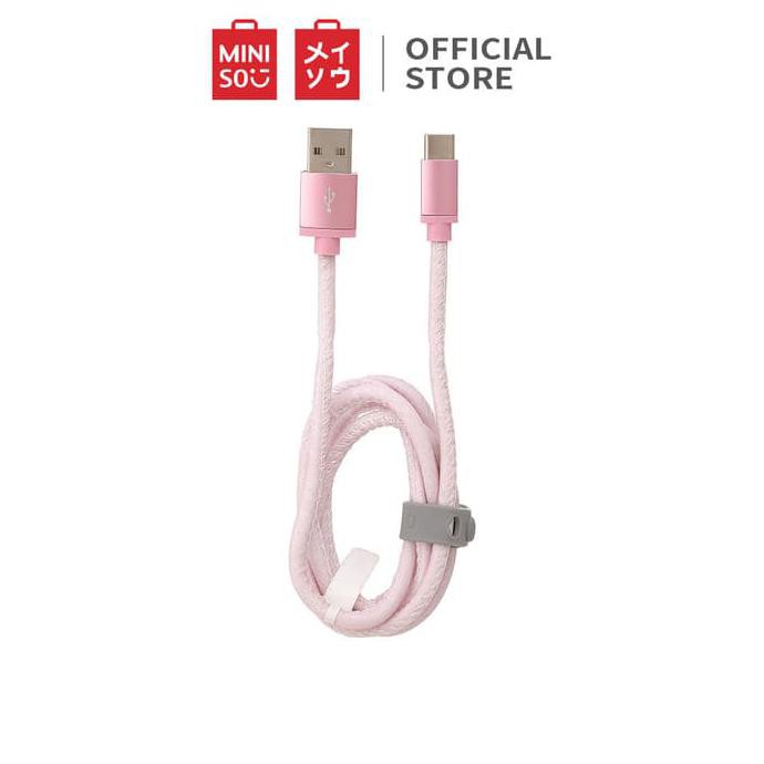 ORIGINAL  MINISO Kabel Data Charger Type C 1M (Merah muda)