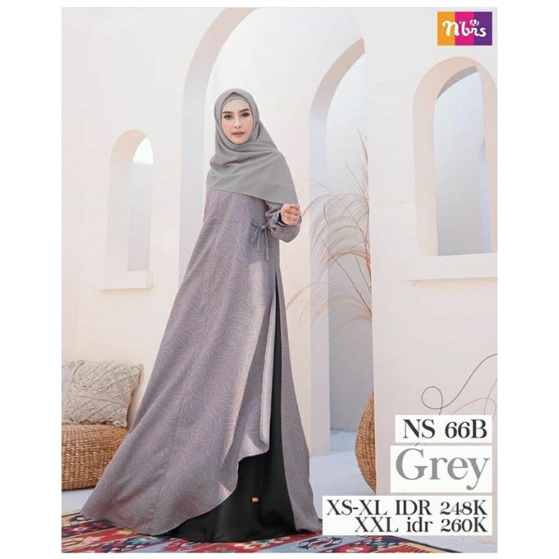 GAMIS TERBARU / GAMIS SYAR'I / GAMIS NIBRAS NS 066 B GREY