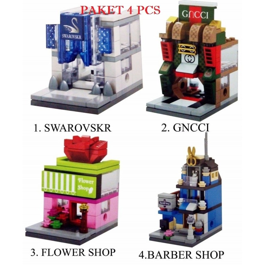 Termurah PAKET SEMBO BLOCK MINI ISI 4 BOX SWAROVSKR_GUCCI_FLOWER SP_BARBER SP