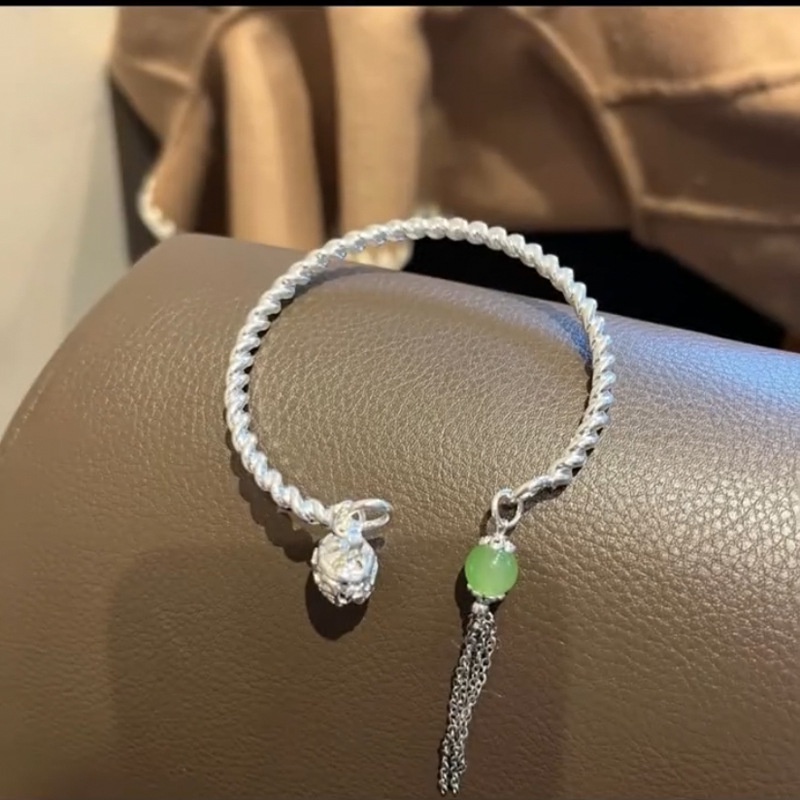 Gelang Bangle Bahan Alloy Lapis Silver Dengan Lonceng Untuk Wanita