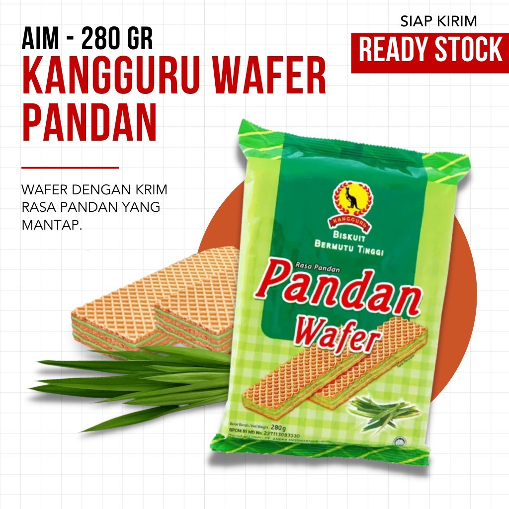 (TERMURAH) AIM - Kangguru Wafer Pandan Super Renyah - 280gr