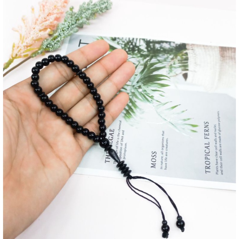 gelang Tasbih Mote Black Jade Isi 1pcs Tasbih 66mm 33butir