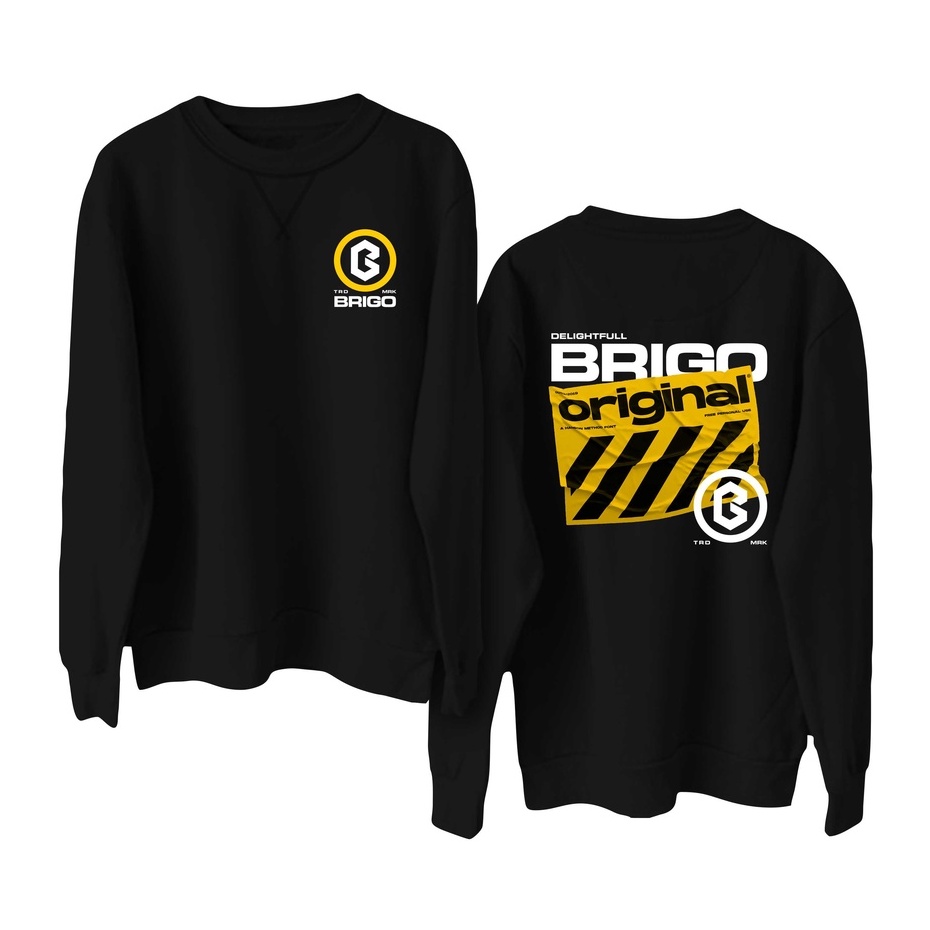 BRIGO Basic Sweatshirt  Delight Full II Sweater Crewneck BRIGO Delight Full Sablon DTF Fleece Cotton M-XXL (Pria &amp; Wanita) Free stiker&amp;Gantungan Kunci