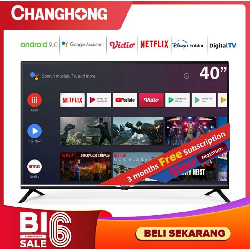 Changhong Android Smart TV 40 inch Digital TV FHD LED TV (Model: L40H4)