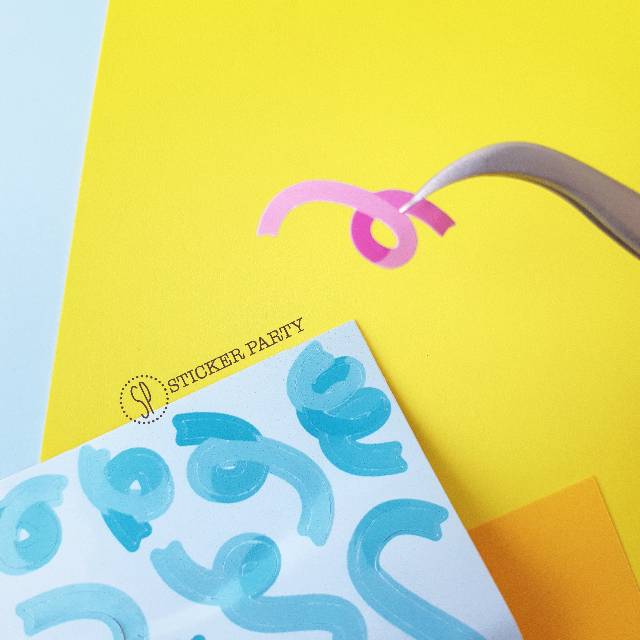 [Sticker Party] Stiker Pita Polco Deco Kpop Polaroid Warna Ungu Pink Biru Kuning Swirl-1