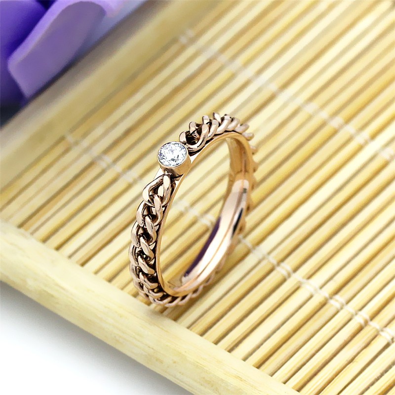 SALE / OBRAL Cincin Titanium Mini Korea Wanita Fashion CK031 rose gold simpul unik permata